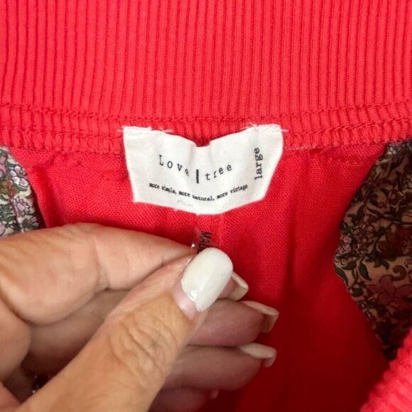 Love Tree red Linen Blend Drawstring Pants Wide Leg Crochet large lagenlook beac - Picture 9 of 10